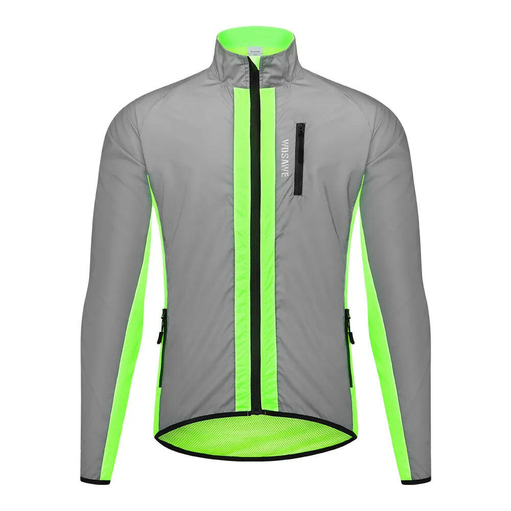 WOSAWE Ultralight Reflective Men Cycling Jacket Waterproof Riding Running Windbreaker Mix Of Fluorescent Coloured Silver Panels