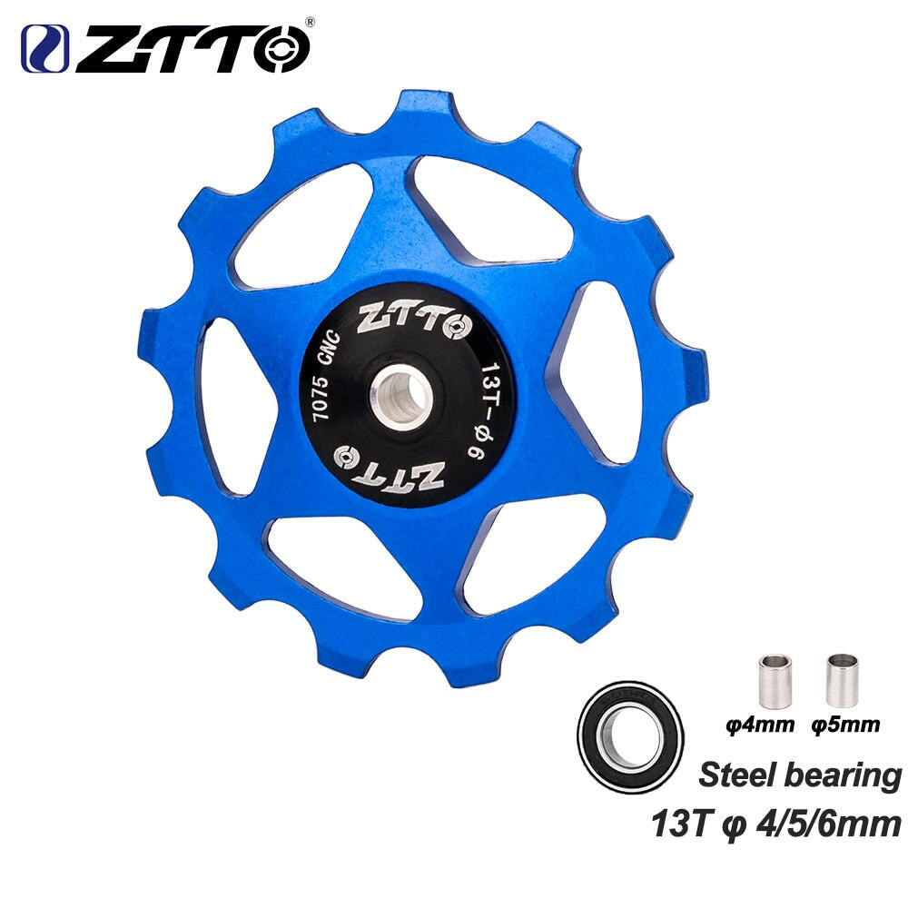 ZTTO 11T 13T MTB Bicycle Rear Derailleur Jockey Wheel Steel Bearing Pulley AL7075 CNC Road Bike Guide Roller Idler 4mm 5mm 6mm