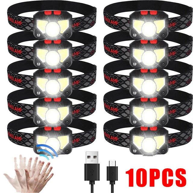 XPG+COB LED Headlamp USB Rechargeable Head Torch Head Flashlight Waterproof Head Torch Outdoor Camping Fishing Headlight