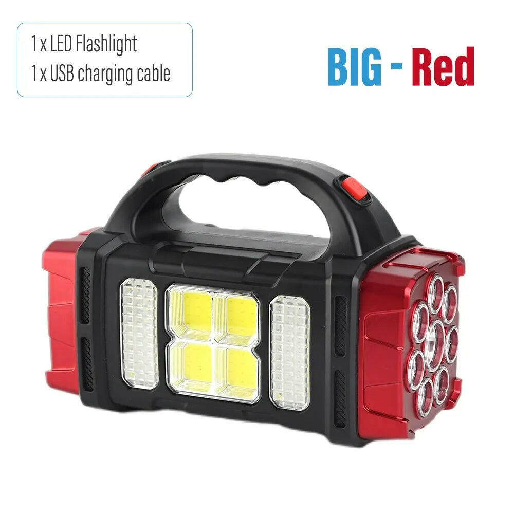 High Power Led Flashlights Camping Torch Work Light Solar Charge 4 Gear USB Rechargeable Light Waterproof Light for Outdoor-WAYBIKER