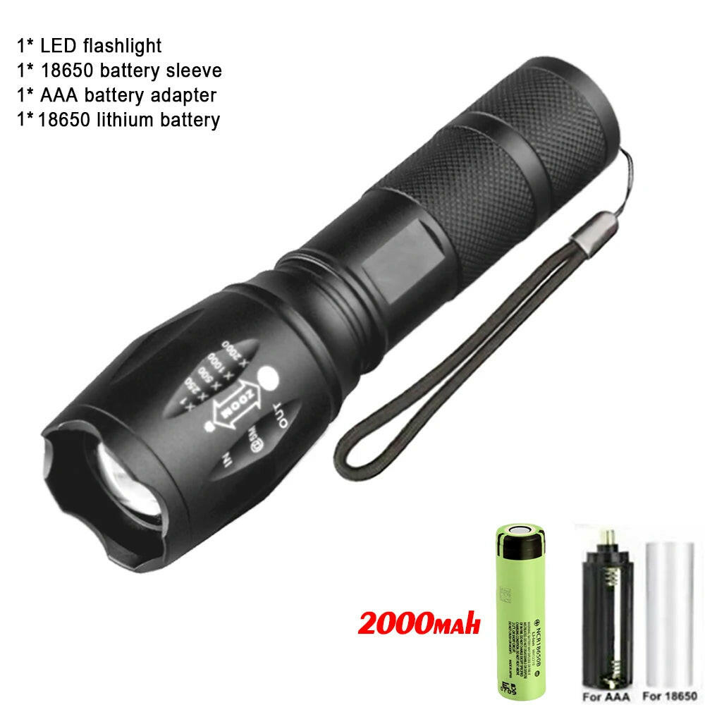 Portable Powerful LED Lamp XML-T6  Flashlight Linterna Torch Uses 18650 Chargeable Battery Outdoor Camping Tactics Flash Light-WAYBIKER