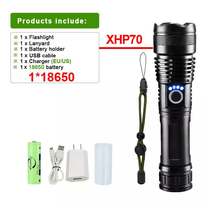 XHP360 Led Flashlight 18650 Rechargeable Torch Usb Powerful Tactical Flash Light Zoomable Hunting Lantern Waterproof Hand Lamp