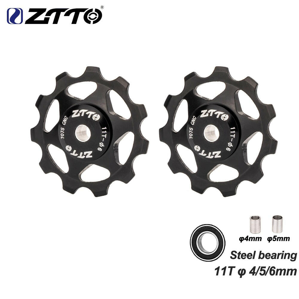 ZTTO 11T 13T MTB Bicycle Rear Derailleur Jockey Wheel Steel Bearing Pulley AL7075 CNC Road Bike Guide Roller Idler 4mm 5mm 6mm