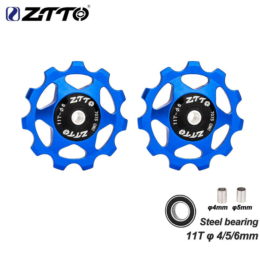 ZTTO 11T 13T MTB Bicycle Rear Derailleur Jockey Wheel Steel Bearing Pulley AL7075 CNC Road Bike Guide Roller Idler 4mm 5mm 6mm