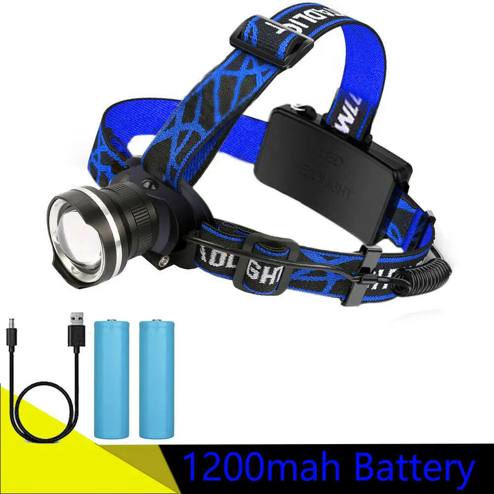 XML T6 LED aluminum alloy Headlamp 4-Mode Zoom Powerful Headlight Rechargeable 18650 Waterproof Head Flash Torch Camping Hunting