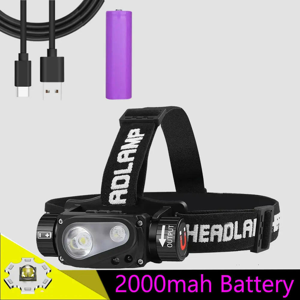 XHP50 LED Headlamp Sensor Headlight Flashlight 18650 21700 USB Rechargeable Outdoor Head Lamp Torch 10 Lighting Modes Work Light