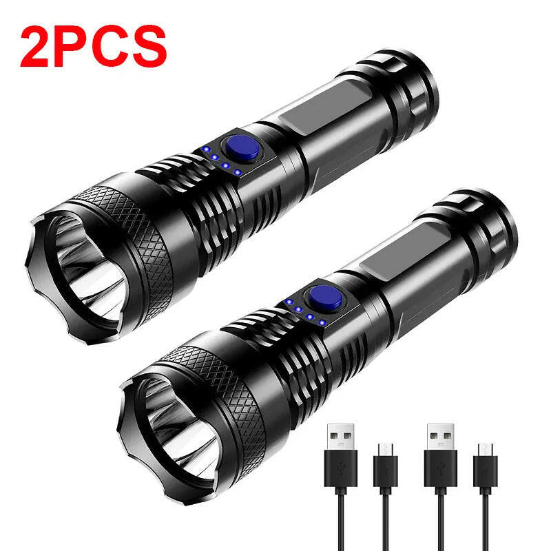 High Power Led Flashlights Super Bright Strong Light Portable Flashlight Spotlight Light USB Rechargeable Torch Waterproof Torch-WAYBIKER