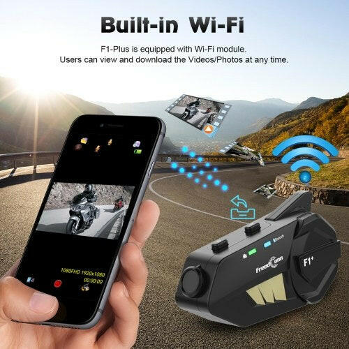 FreedConn F1 Plus Motorcycle Intercom Bluetooth Helmet Headset for