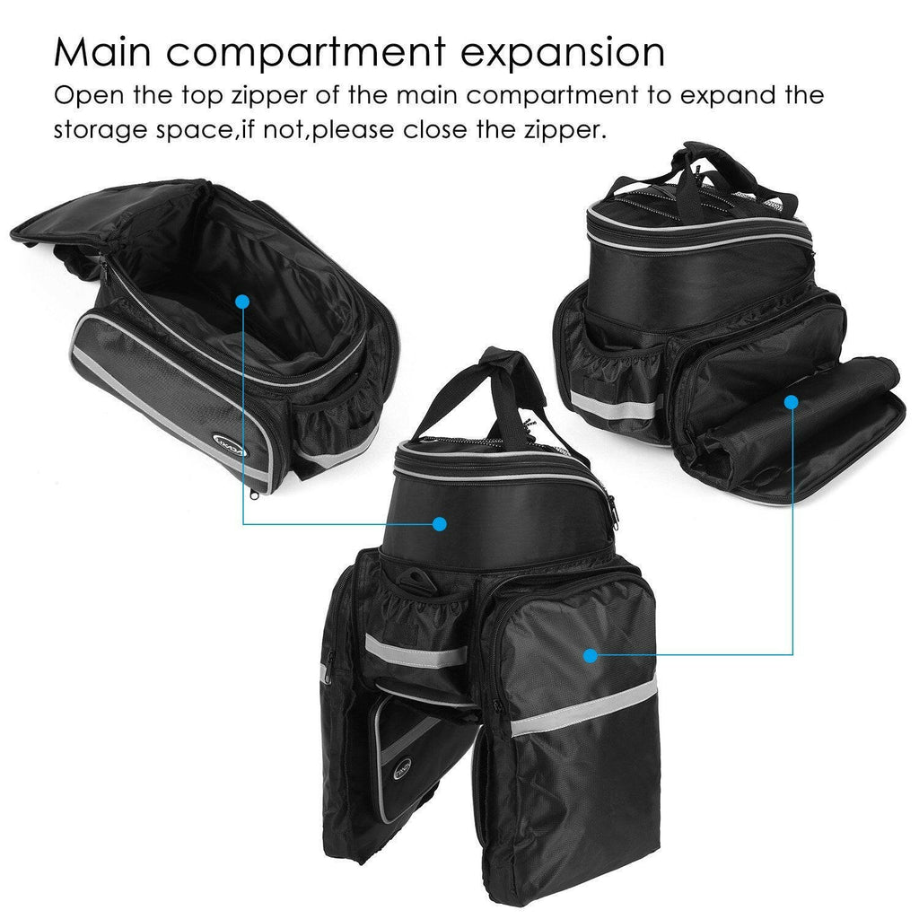 Lixada Waterproof Bicycle Rear Seat Bag Cycling Bike Trunk Bag Bike Pannier Bag Shoulder Bag with Rain Cover-WAYBIKER