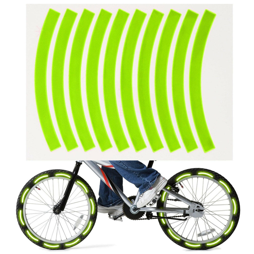 10pcs Adhesive Reflective Tape Cycling Safety Warning Sticker Bike Reflector Tape Strip for Car Bicycle Motorcycle Scooter Wheel Rim Decoration-WAYBIKER