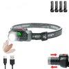 Zoom Rechargeable Flashlight LED Headlights High Power Sensor Light Headlamp Head-mounted Searchlight with USB Charging Outdoor