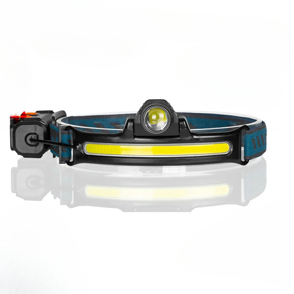 XPG+COB LED USB Rechargeable Head Torch Release Induction Zoom Headlamp 6 Modes Head Lamp with Built-in Battery Flashlight