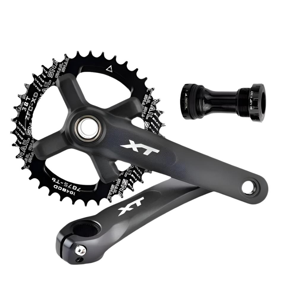 XT Bicycle Crankset 104BCD MTB Bike Crank Chainring Bike 170mm 175mm Black Round Oval 32T 34T 36T 38T Aluminum Alloy with Bottom