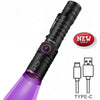 Zoom UV LED Flashlight 365 395nm Type-C Charging Invisible Ink Marker Cat Dog Urine Tinea Ore Money Scorpion Fluorescence Light